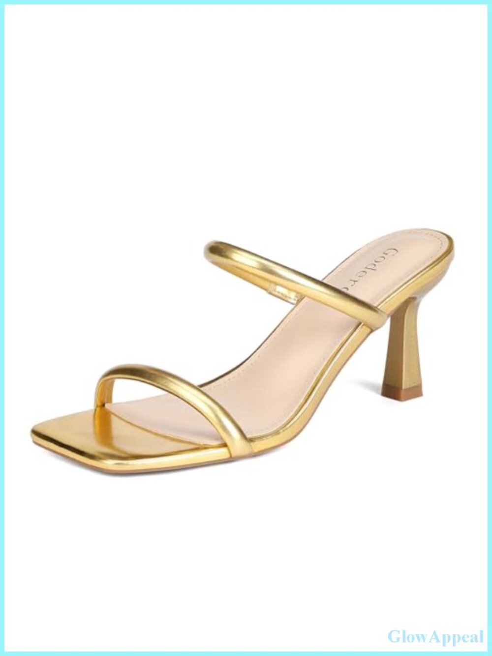 Women's Two Strap Kitten Heel Sandals Square Toe Slip-On Mule